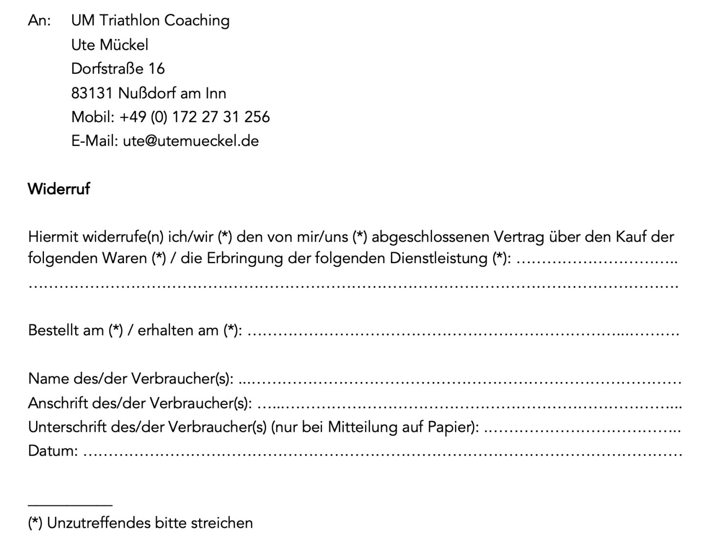 Widerrufsformular